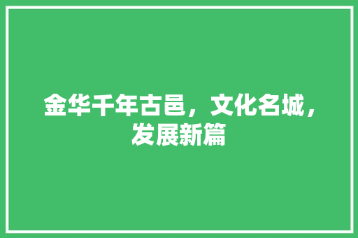 金华千年古邑，文化名城，发展新篇