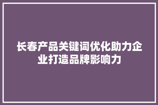 长春产品关键词优化助力企业打造品牌影响力 百度SEO
