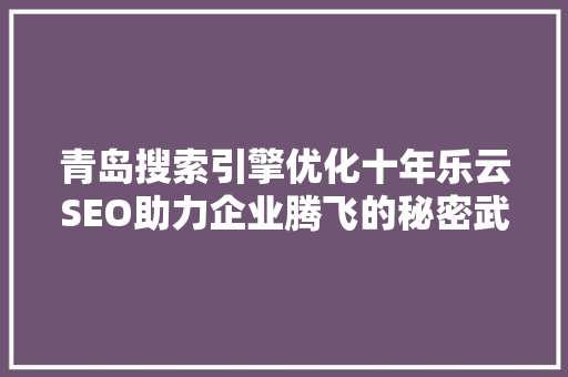 青岛搜索引擎优化十年乐云SEO助力企业腾飞的秘密武器 SEO关键词