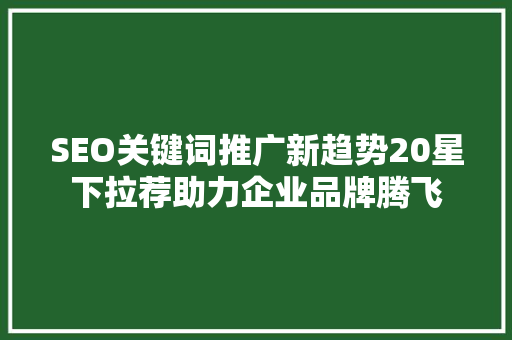 SEO关键词推广新趋势20星下拉荐助力企业品牌腾飞