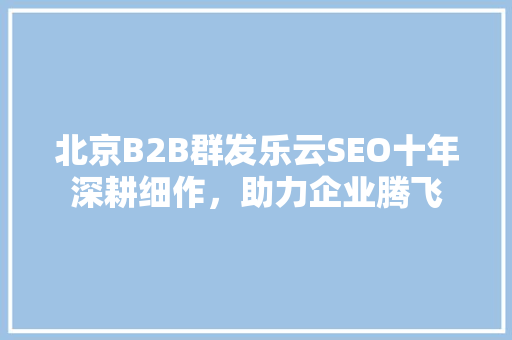 北京B2B群发乐云SEO十年深耕细作，助力企业腾飞 搜狗SEO
