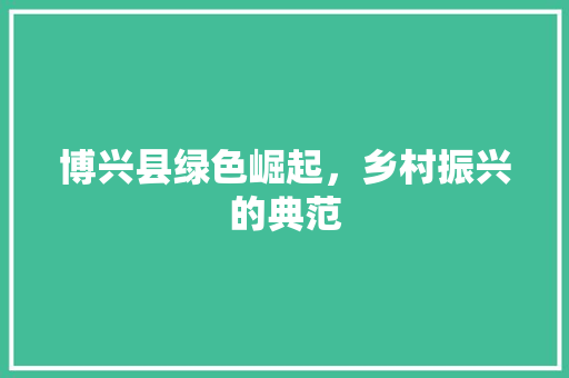 博兴县绿色崛起，乡村振兴的典范 必应SEO