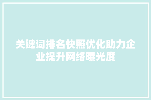 关键词排名快照优化助力企业提升网络曝光度 神马SEO