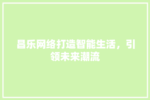昌乐网络打造智能生活，引领未来潮流
