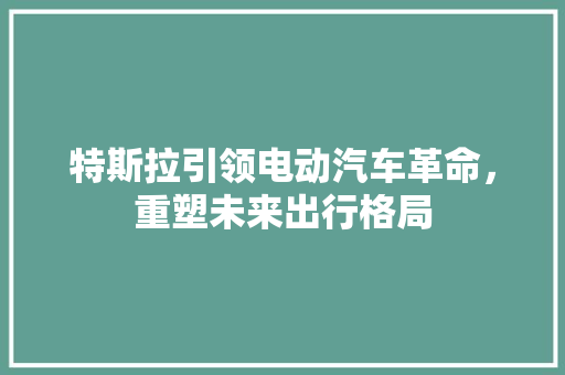 特斯拉引领电动汽车革命，重塑未来出行格局
