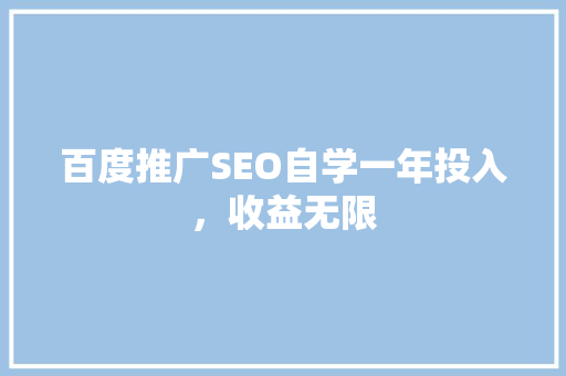 百度推广SEO自学一年投入，收益无限