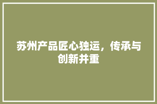 苏州产品匠心独运，传承与创新并重 网站建设公司