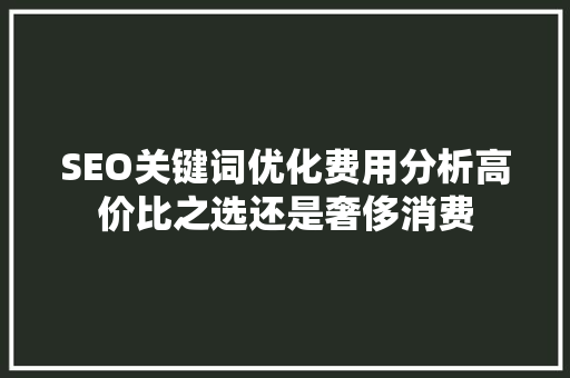 SEO关键词优化费用分析高价比之选还是奢侈消费