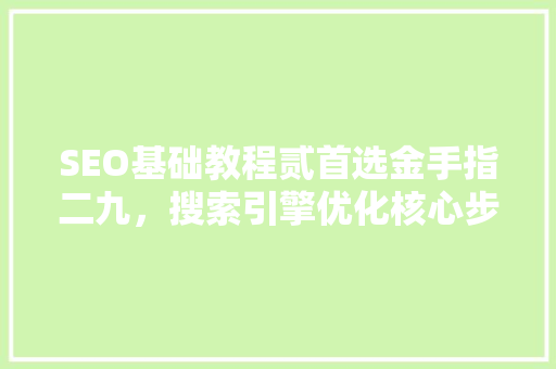 SEO基础教程贰首选金手指二九，搜索引擎优化核心步骤