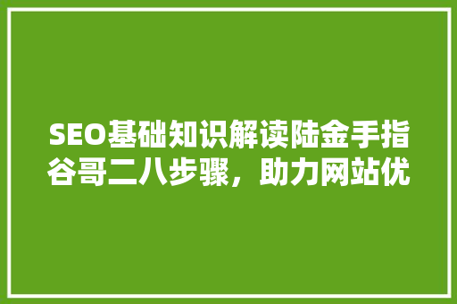 SEO基础知识解读陆金手指谷哥二八步骤，助力网站优化