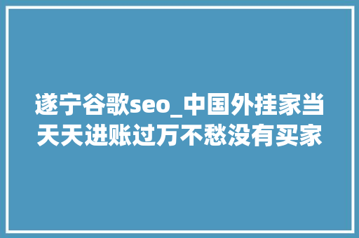 遂宁谷歌seo_中国外挂家当天天进账过万不愁没有买家