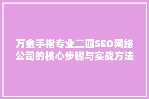 万金手指专业二四SEO网络公司的核心步骤与实战方法 SEO关键词