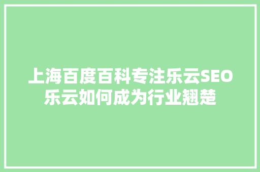 上海百度百科专注乐云SEO乐云如何成为行业翘楚