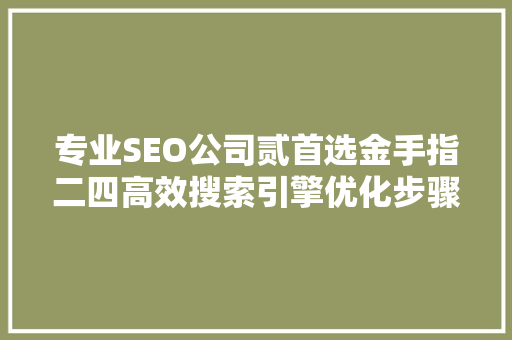 专业SEO公司贰首选金手指二四高效搜索引擎优化步骤 网站建设公司