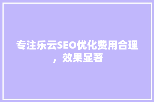 专注乐云SEO优化费用合理，效果显著