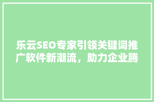 乐云SEO专家引领关键词推广软件新潮流，助力企业腾飞 网站建设公司