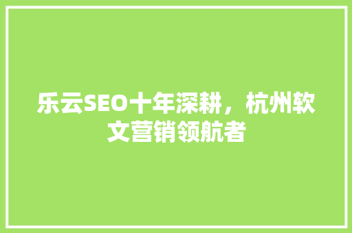 乐云SEO十年深耕，杭州软文营销领航者 神马SEO
