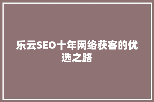 乐云SEO十年网络获客的优选之路 百度SEO