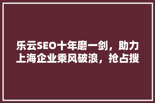 乐云SEO十年磨一剑，助力上海企业乘风破浪，抢占搜索营销高地 网站建设公司