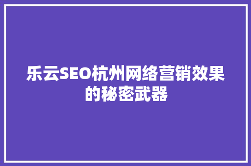 乐云SEO杭州网络营销效果的秘密武器