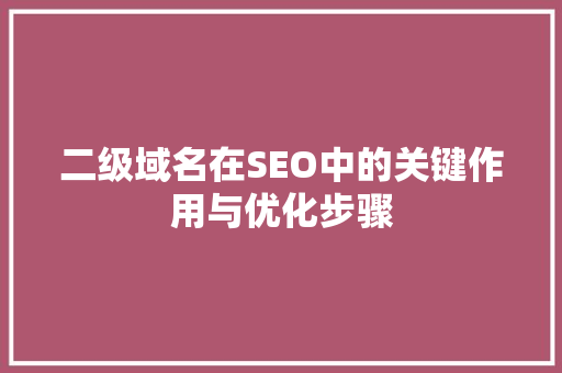 二级域名在SEO中的关键作用与优化步骤