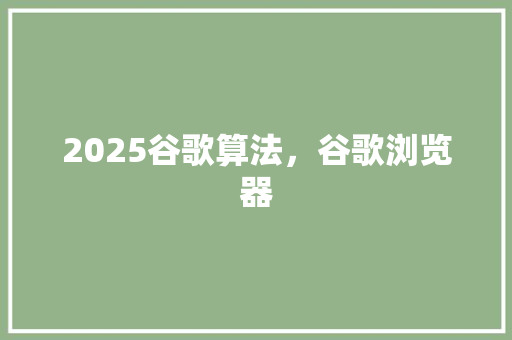2025谷歌算法，谷歌浏览器