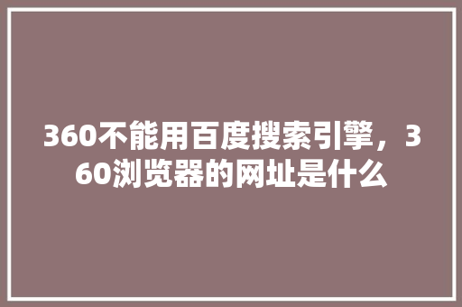 360不能用百度搜索引擎，360浏览器的网址是什么