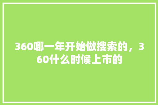 360哪一年开始做搜索的，360什么时候上市的 网站建设公司