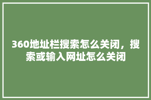 360地址栏搜索怎么关闭，搜索或输入网址怎么关闭