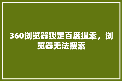 360浏览器锁定百度搜索，浏览器无法搜索