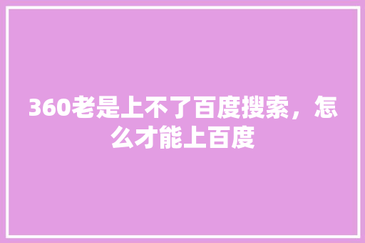 360老是上不了百度搜索,怎么才能上百度 SEO关键词 360老是上不了百度搜索,怎么才能上百度 SEO关键词