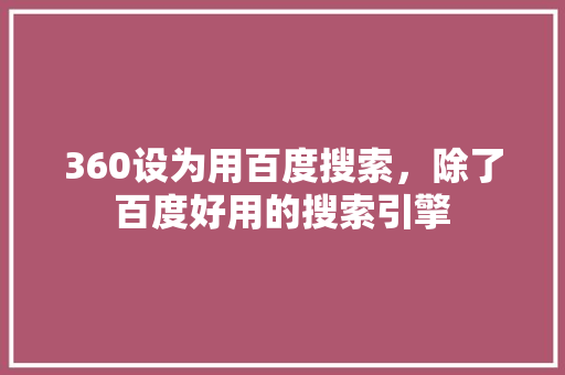 360设为用百度搜索，除了百度好用的搜索引擎 网站建设公司