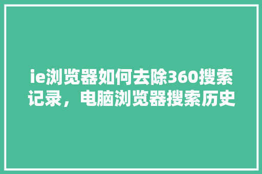 ie浏览器如何去除360搜索记录，电脑浏览器搜索历史怎么删除 搜狗SEO