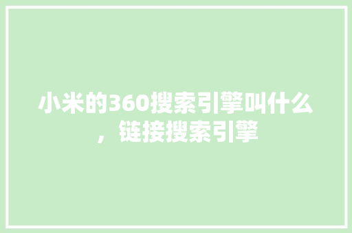 小米的360搜索引擎叫什么，链接搜索引擎 网站建设公司