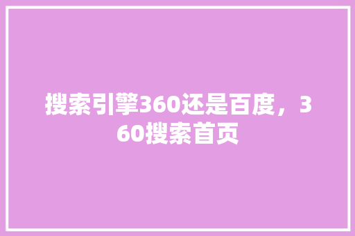 搜索引擎360还是百度，360搜索首页 百度SEO