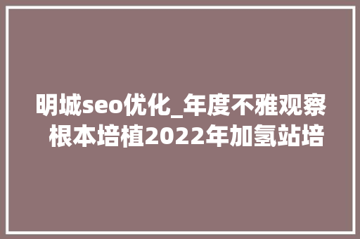 明城seo优化_年度不雅观察  根本培植2022年加氢站培植趋于市场化
