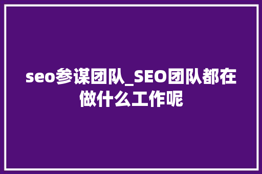 seo参谋团队_SEO团队都在做什么工作呢