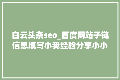 白云头条seo_百度网站子链信息填写小我经验分享小小教室SEO教程