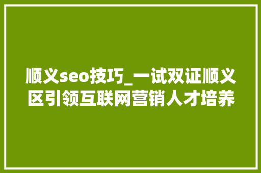 顺义seo技巧_一试双证顺义区引领互联网营销人才培养新潮流