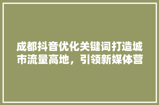 成都抖音优化关键词打造城市流量高地，引领新媒体营销新趋势 网站建设公司