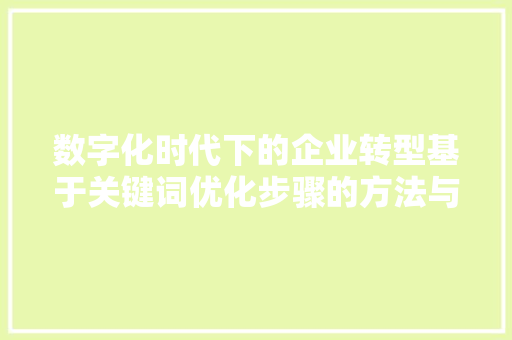 数字化时代下的企业转型基于关键词优化步骤的方法与探索