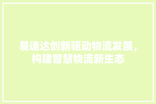 易速达创新驱动物流发展，构建智慧物流新生态 必应SEO