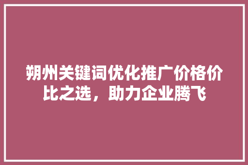 朔州关键词优化推广价格价比之选，助力企业腾飞