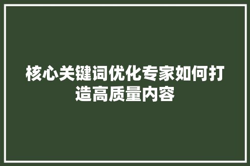 核心关键词优化专家如何打造高质量内容