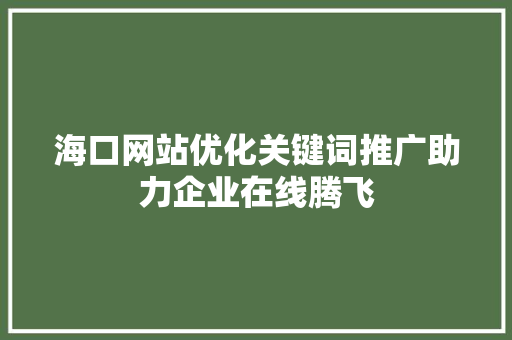 海口网站优化关键词推广助力企业在线腾飞