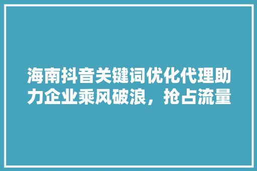 海南抖音关键词优化代理助力企业乘风破浪，抢占流量高地