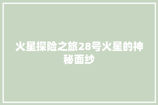 火星探险之旅28号火星的神秘面纱