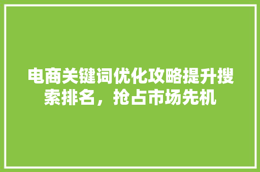 电商关键词优化攻略提升搜索排名，抢占市场先机 神马SEO