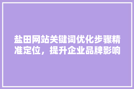 盐田网站关键词优化步骤精准定位，提升企业品牌影响力