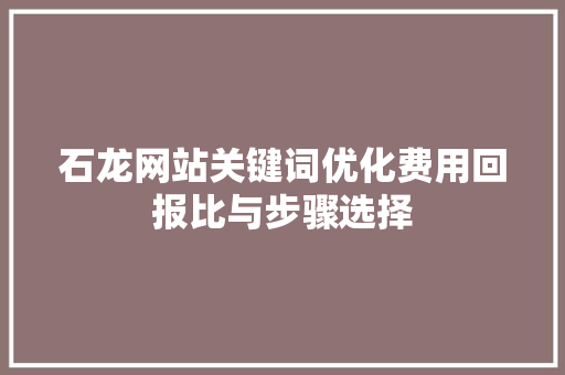 石龙网站关键词优化费用回报比与步骤选择